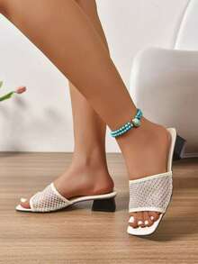 Elegant Fashionable Solid Color Casual Slippers, Comfortable For Summer - White - View 2