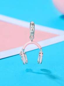 WOSTU 1pc 925 Sterling Silver Pink Girl Style Fitness Equipment Series Pendant Pink Volleyball Dumbbell Headphones Tennis Design Beads Bow Spacer Beads Pendant Fit For Women Original Bracelet Fine Jewelry Gift