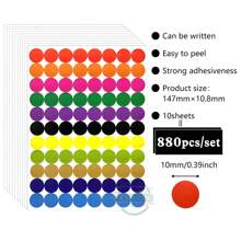 10pcs/Pack New Polka Dot Sticker Set, Colorful Dot Labels, 8 Mixed Sizes Dot Stickers Suitable For Office File Organizing, Kids DIY Crafts, Planner/Phone Case/Notebook Decoration,School Supplies,Back To School