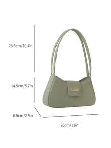 High-End Underarm/Handbag Small Niche Fashionable Commuter Baguette Shoulder Bag - Green - View 4
