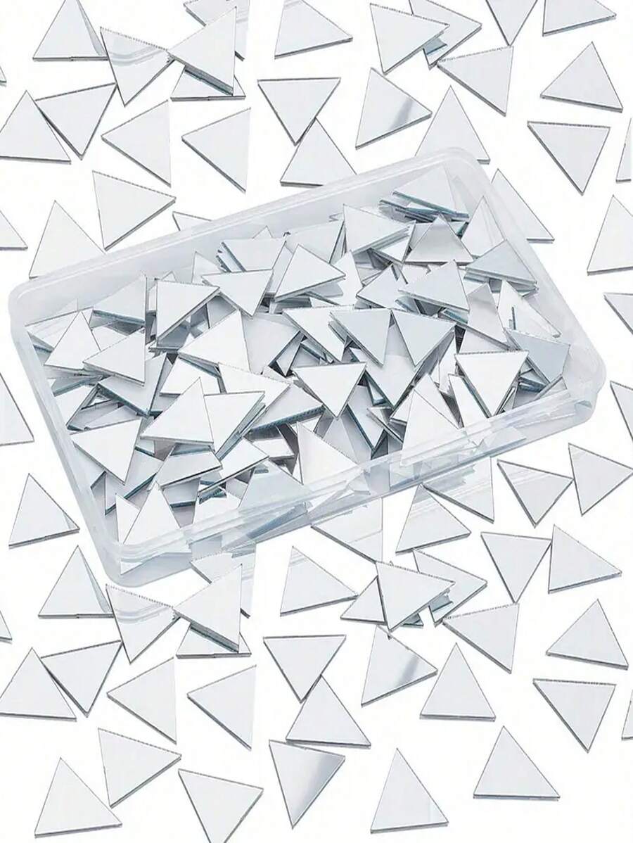 20/50/100/200pcs 2cm Acrylic Triangle Mirror Mosaic Tiles, Self-Adhesive Geometric Wall Sticker For Home Bedroom Living Room/Bathroom Decor, Glass Surface, Glittery, Reusable, Party DIY Craft Gift, Portrait Mirror Decor, Multi-Surface Installable