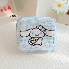 1 pieza Bolsa de cosméticos mini de estilo kawaii de Sanrio, neceser portátil y lindo para maquillaje, juguetes, almacenamiento de viaje, organizador de maquillaje de gran capacidad para lápiz labial, brochas, cuidado de la piel, teléfono, monedas, artículos pequeños, para el hogar, regalo, vacaciones, Halloween, Navidad, estilo bohemio