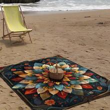 1 件长方形梦幻炫彩图案轻质户外多用途防水防沙沙滩毯数码印花休闲户外柔软材质野餐毯适合露营、野餐、海滩、家庭户外野餐等场景提供舒适的沙滩铺设体验春夏海滩派对必备品
