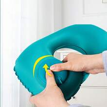 1pc Modern Velvet U-Shaped Inflatable Neck Pillow, Automatic Neck Support, Portable, Multi-Postures, Quick Snap Closure, Hand Washable, Suitable For Travel, Home, Office, Car And Movie Night, Excellent Gift Recommendation For Holiday, Outdoor