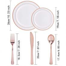 50pcs Set Gold/Silver/Rose Gold/White Ivory Party Plates, Variety Of Colors, Dessert Plates, Salad Plates, 10.25-Inch And 7.5-Inch Dinner Trays, Suitable For Halloween, Christmas, Wedding, Party, Dinner