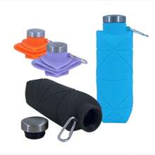 1 pieza de botella de agua plegable de gran capacidad de 700ML, botella de agua portátil de silicona creativa para exteriores, botella de agua deportiva, botella de agua plegable con forma de diamante, apta para viajar, deportes, picnics y uso escolar