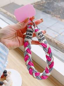 1pc Multi-Function Dual Ring Phone Lanyard, Handmade Braided Colorful String Wrist Strap With Key Chain, Phone Case Strap, Cup Holder, Fashion Accessories - Multicolor - View 7