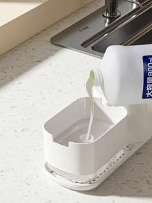 1pc Kitchen/Bathroom Soap Dispenser With Storage Shelf, Multi-Functional Dish Soap/Hand Soap Dispenser With Sponge Holder, Refillable And Reusable Detergent Dispenser For Sink, Countertop, Shower Room Kitchen Items Kitchen Accessories Kitchen Tools - Multicolor - View 7