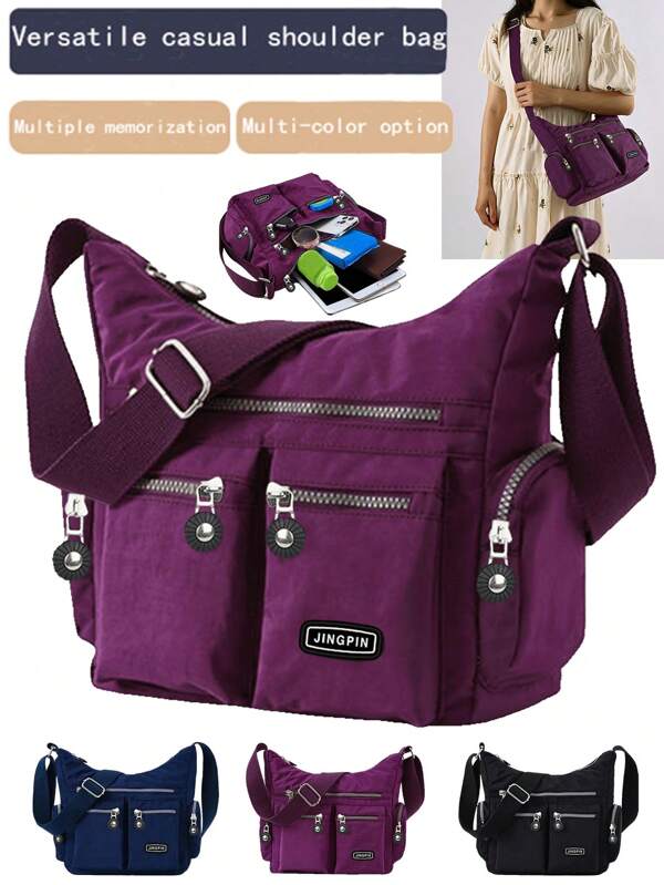 New Casual Bag Women's Bag Multi-Pocket Fashion Cloth Bag Lightweight Travel Bag Shoulder Crossbody Bag School Supplies Side Bag
