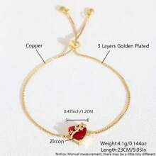 1 pieza Brazalete ajustable de cobre chapado en oro de 18 quilates con circonita roja en un diseño minimalista y personalizado para transfronteriza