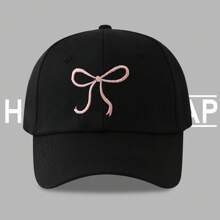1 pièce Style Kpop Y2K Blokeffe-Blokcore +Coqette Casquette de baseball à nœud brodé, casquette de papa réglable, style mignon et doux, multi-usages, casquette à visière pour ombre, casquette de baseball portée de cowboy et de sport, broderie de l'alphabet vintage, protection solaire extérieure, mode papa, casquette de camionneur pour femmes et filles