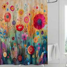 1pc Printed Waterproof Shower Curtain, With 12 Plastic Hooks, Machine Washable, Bathroom Partition, Bathtub Curtain, Bathroom Decor Window Curtain Back To School