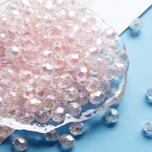 200 件彩虹色亚克力珠，8 毫米刻面圆形宝石珠，透明 AB 白色工艺珠，适用于 DIY 手链、项链、珠宝制作