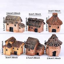 1/3/8 件迷你屋树脂雕像 - 仙女花园装饰品盆景工艺品微景观小房子装饰仙女盆景茅草屋 DIY 盆景玻璃容器工艺品桌面装饰品仙女花园（颜色随机）学校用品，返校 - 彩色 - 查看 8