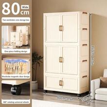 5/4/3/2/1 Layer No-Assembly Foldable Wardrobe Thickened Storage Cabinet, Home/Bedroom Use, Baby/Kids Clothes Closet For Women Storage Organizer Travel Essentials Back To School