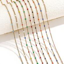 1 M/Piece 304 Stainless Steel Multi-Color Bead Chain Enamel Drip Oil Side Chain Necklace Bracelet Fashion Accessories DIY Jewelry Accessories Necklace Bracelet