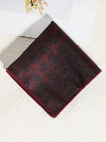 1pc Men's Casual Floral & Striped Pattern Handkerchief/Pocket Square, Suitable For Business, School, Daily Wear