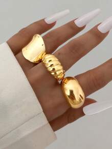 8/5/3pcs Set Oversized, Textured, Asymmetrical-Shaped, Multi-Layer, Hollow Design, Metallic Chunky Rings, Exaggerated, Sexy, Fashion, Simple, Elegant, Retro Design, Holiday, Party, Date, Gift, Daily Wear