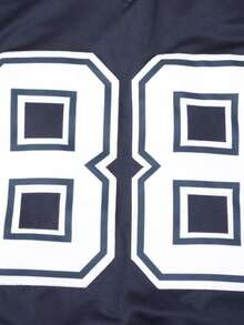 Plus Size Men's #88 Navy Blue Soccer Jersey Shirt, English Letter Embroidered Loose Breathable Short Sleeve Pullover Tee For Casual Streetwear, Party, Sports, Jogging - Navy Blue - View 4