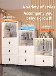 No-Assembly Storage Cabinet Organizer Case, Baby Clothes Wardrobe, Infant Garment Folding Storage Shelf, Plastic Snack Cabinet