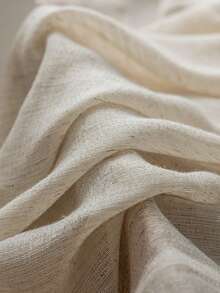 1 件米色亚麻波点薄纱窗帘,适用于客厅和卧室,透明薄纱窗帘,家用 - 杆袋式设计 - 米色 - 查看 7