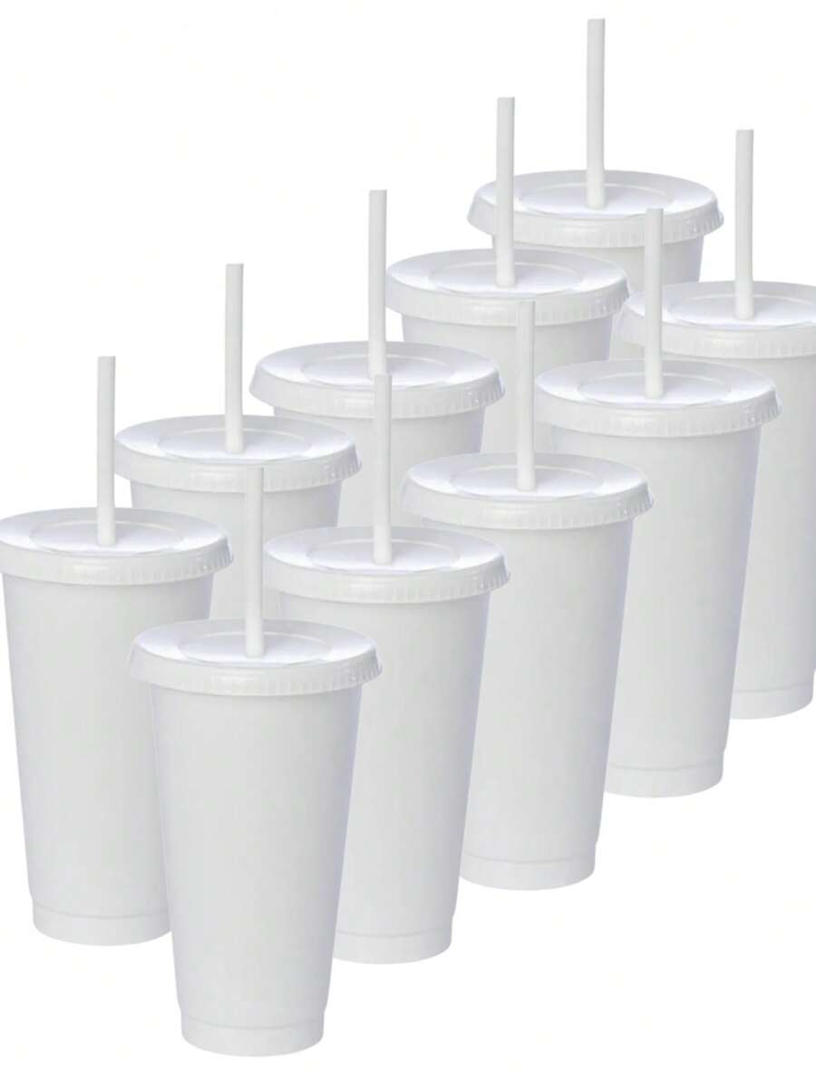 Paquete 20 Vasos Reusables Con Popote Para Bebidas Frías 24 Oz