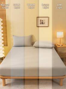 1pc Solid Color Fitted Sheet, Fitted Sheet, Bedding Set, Mattress Cover, Soft & Comfortable Bedroom Bedding, Mattress Protector, Skin-Friendly Fitted Sheet, All Season Dust-Proof Bed Cover, Suitable For Twin, Full, Queen, King Size Beds, Machine Washable (Pillow Case Not Included), Holiday Gift - Light Brown - View 7