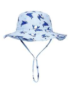 1 pieza Sombrero de cubo con protección solar y estampado de dibujos animados para niños, liviano y transpirable, sombrero de playa, sombrero de cubo para uso diario, gran regalo para niños - Sombrero de pescador estampado - Ver 14
