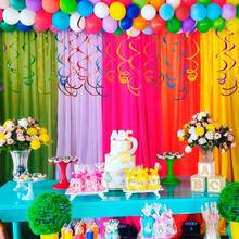 6pcs Rainbow Hanging Spiral Decorations, Colorful Foil Spiral Hanging Ornaments, Spiral Ceiling Decor, Wreaths, Suitable For Birthday, Wedding, Bridal Shower, Carnival Party - Multicolor - View 6