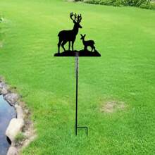 5ml Capacity Black Double Deer Silhouette Rain Gauge, Waterproof Outdoor Garden Lawn Rainfall Meter, Creative Yard Courtyard Decor Weather Station Gardening Tool