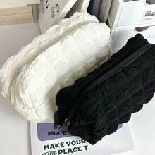 1pc Cream Puff Pen Bag Highly Attractive Level Large Capacity Soft Simple Dirt Resistant Stationery Bag Pencil Case - Multicolor - View 8