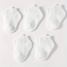 5 Pairs Of Spring And Summer Kids Socks Solid Color Draw Breathable Children's Boat Socks - Multicolor - View 3