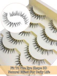 Asiteo 5 Pairs Cartoon Style False Eyelashes, 1 Piece Eyelash Extensions, Transparent Natural Makeup Effect, Thick Curly Design, Suitable For Beginners, Reusable - Spiky Manga Lashes - View 2