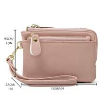 Mini Leather Coin Purse With Keychain Fashion Multi-Zip Wristlet Wallet Card Holder Portable For Women Wallet Mini Wallet Purse Wallet Coin Wallet Travel Wallet