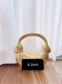 1pc Gold Plastic Acrylic Clutch Handbag, Large Capacity Chain Strap Fashion Bag, Suitable For Attending Evening Galas And Parties