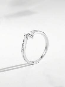 Kaletine Huitan Timeless Style 925 Silver Women's Ring With Brilliant Zirconia Fancy Crystal Wedding Rings Classic Eternity Jewelry - Silver - View 3