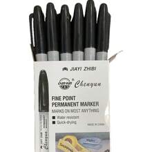 12pcs Fine Tip Black Permanent Marker Pens, Assorted Color Markers Suitable For Office, School And Craft Projects