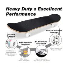 31" X 8" Beginners Skateboard, Complete Skateboard Suit For Boys, Girls, Teenagers, Adults