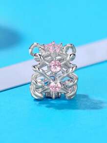 WOSTU 1pc 925 Sterling Silver Pink Girl Style Fitness Equipment Series Pendant Pink Volleyball Dumbbell Headphones Tennis Design Beads Bow Spacer Beads Pendant Fit For Women Original Bracelet Fine Jewelry Gift