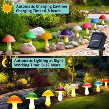 1Pack 8 LED Solar Mushroom Lights, Warm Light Sense Solar Ground Lawn Light, Villa Courtyard Garden Road Park, Outdoor Waterproof, Fairy Lights, Night Light New Year Holiday Party Wedding Christmas Decoration For Home Outdoors(Red Mushroom/Colored Mushrooms)