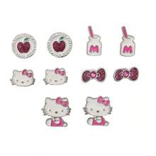 Sanrio 5/10pcs Adorable Hello Kitty Electroplated Resin Detachable DIY Shoe Decorations, Suitable For Slippers, Sandals, Beach Shoes, Beach Bags, Fashionable & Personalized Decor, Perfect Gift