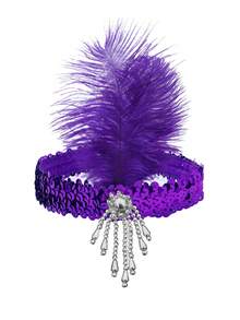 1pc Silver Beads & Sequins Solid Color Elegant Plastic Artificial Feather Sequin Headpiece, Multi-Purpose Hair Accessory Suitable For Masquerade, Mother's Day, Prom, Teacher's Day, All Season Halloween - Multicolor - View 5