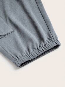 大码女式修身抽绳腰纯色七分裤 - 淺灰色 - 查看 6