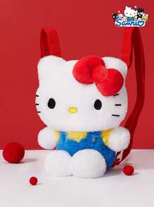 Sanrio 1PC Hello Kitty Furry Backpack, Adjustable Shoulder Straps, Exquisite Embroidery, Cartoon Characters, Red Cute And Fashionable Y2K Style, Can Be Used As A Good Choice For Friends To Give Gifts, Back To School Season Gifts, Travel Accessories, Beach Bag, Summer Travel Essentials, Carry On Travel Bag