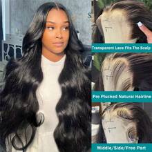 34 Inch 13X6 Lace Front Wigs Human Hair 250% Density Body Wave HD Lace Front Wigs Human Hair Pre Plucked Glueless Wigs Human Hair For Women With Baby Hair - Natural Black - 查看 5