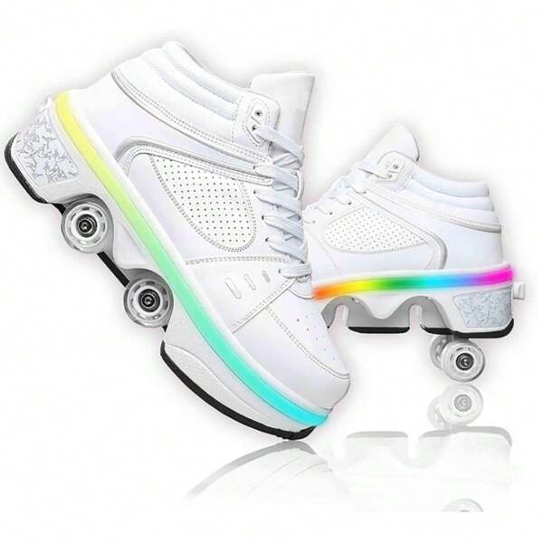 preyrocbirds Scarpe con rotelle, Pattini a rotelle per Bambini, Pattini LED Luce per Ragazzi e Ragazze, Scarpe con Automatiche Rotelle Retrattile, Outdoor Multisport Scarpe da Skateboard