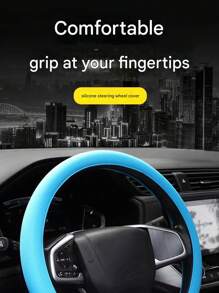 1pc Car Silicone Steering Wheel Cover Men And Women Summer Fashion Sweat-Absorbent Non-Slip Handle Cover Universal Four Seasons Thin Soft Ice-Cold Steering Wheel Cover Car Universal Silicone Thin Steering Wheel Cover Wear-Resistant Comfortable Feel Essential Supplies