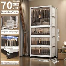 Foldable Wardrobe Clothes Storage Cabinet, Thickened Closet For Home/Bedroom, Easy Installation, Suitable For Children
