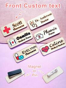 1 pièce Badge en bois nominatif d'enseignant / Badge nominatif personnalisé d'école / Badge nominatif fait sur mesure / Badge nominatif d'enseignant / Badge d'école / Cadeaux d'enseignant / Broche épingle / Broche magnétique - professeur - Voir 2