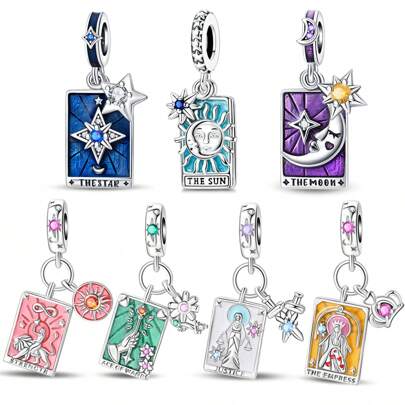 1pc Colorful Tarot Series Exploration Mystery Star Moon Charm For 3mm Bracelet Necklace DIY Making Beads Pendant Western Jewelry Women Ideal For Daily Wear Parties Festival Gifts Tarot Themed Occasions